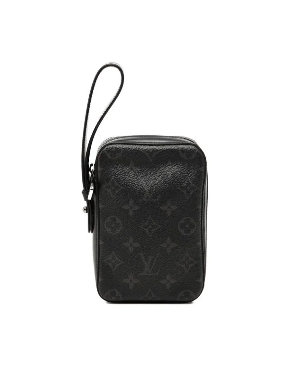 Louis Vuitton Monogram Eclipse Box Clutch Pouch Black Leather
